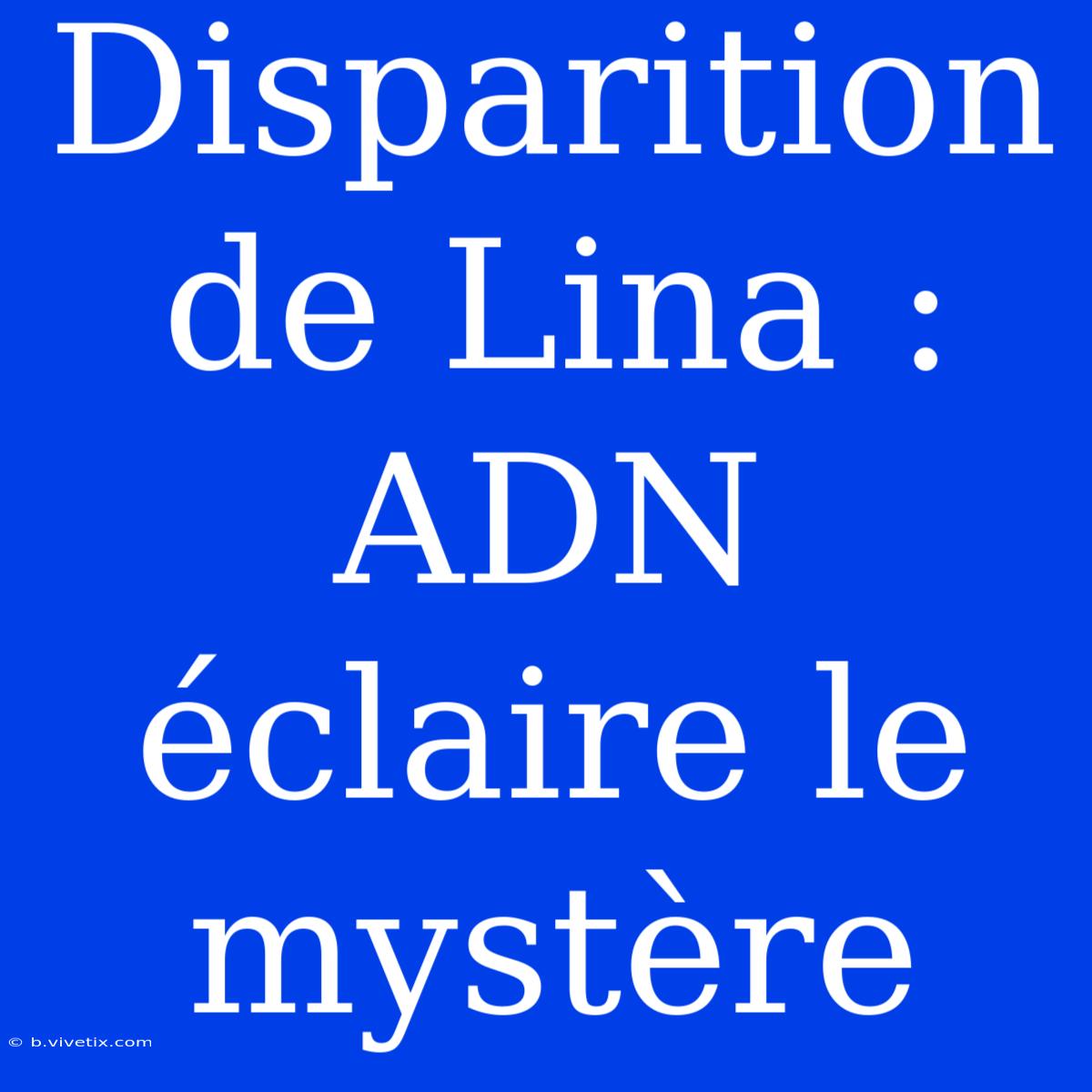 Disparition De Lina : ADN Éclaire Le Mystère