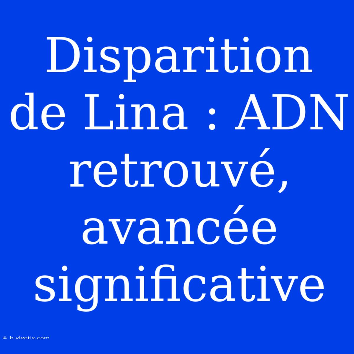 Disparition De Lina : ADN Retrouvé, Avancée Significative