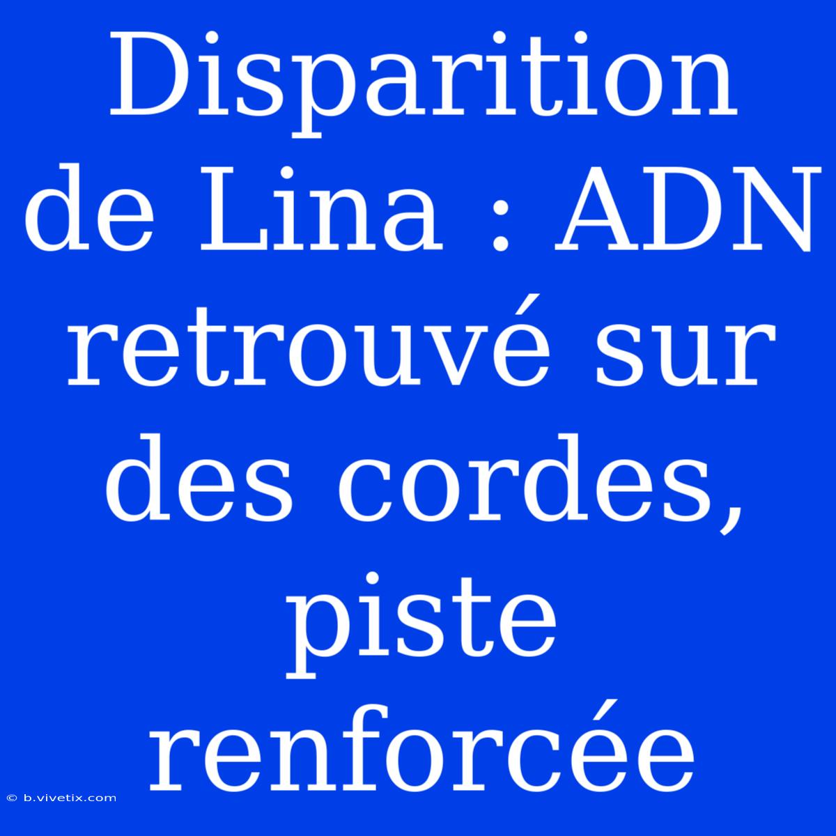 Disparition De Lina : ADN Retrouvé Sur Des Cordes, Piste Renforcée