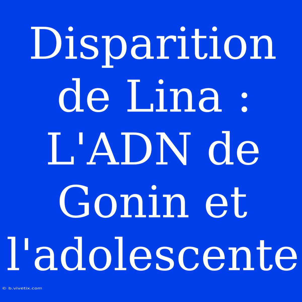 Disparition De Lina : L'ADN De Gonin Et L'adolescente