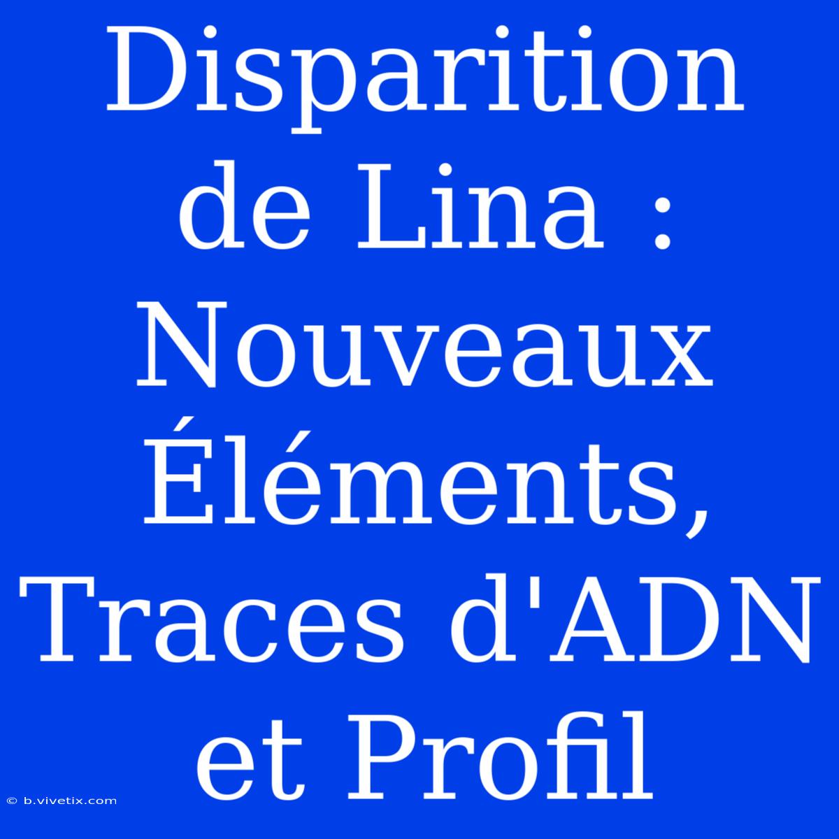 Disparition De Lina : Nouveaux Éléments, Traces D'ADN Et Profil