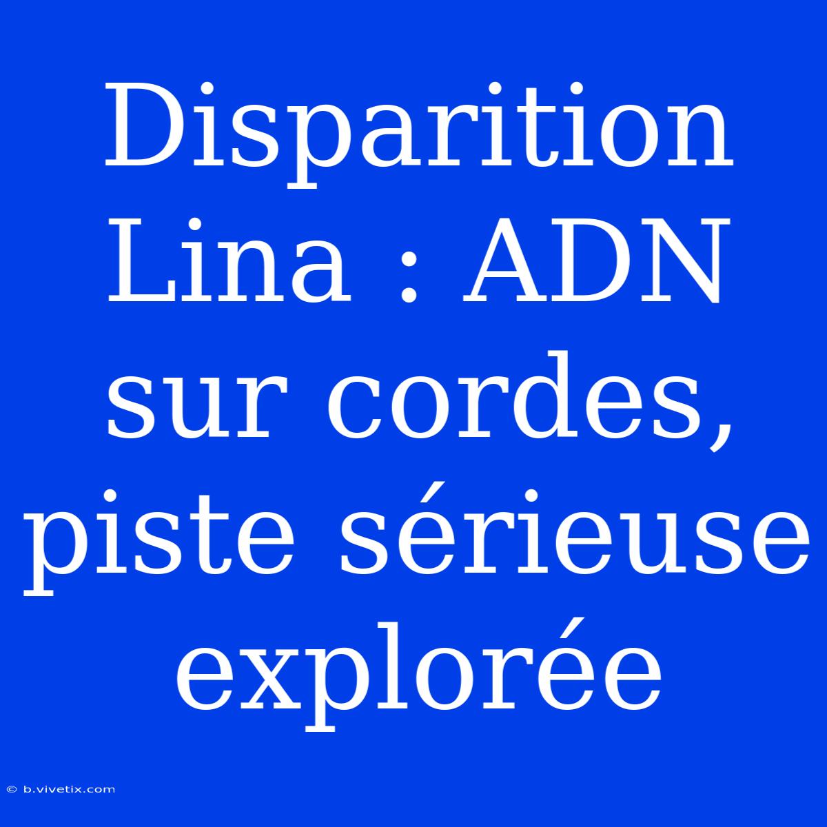 Disparition Lina : ADN Sur Cordes, Piste Sérieuse Explorée