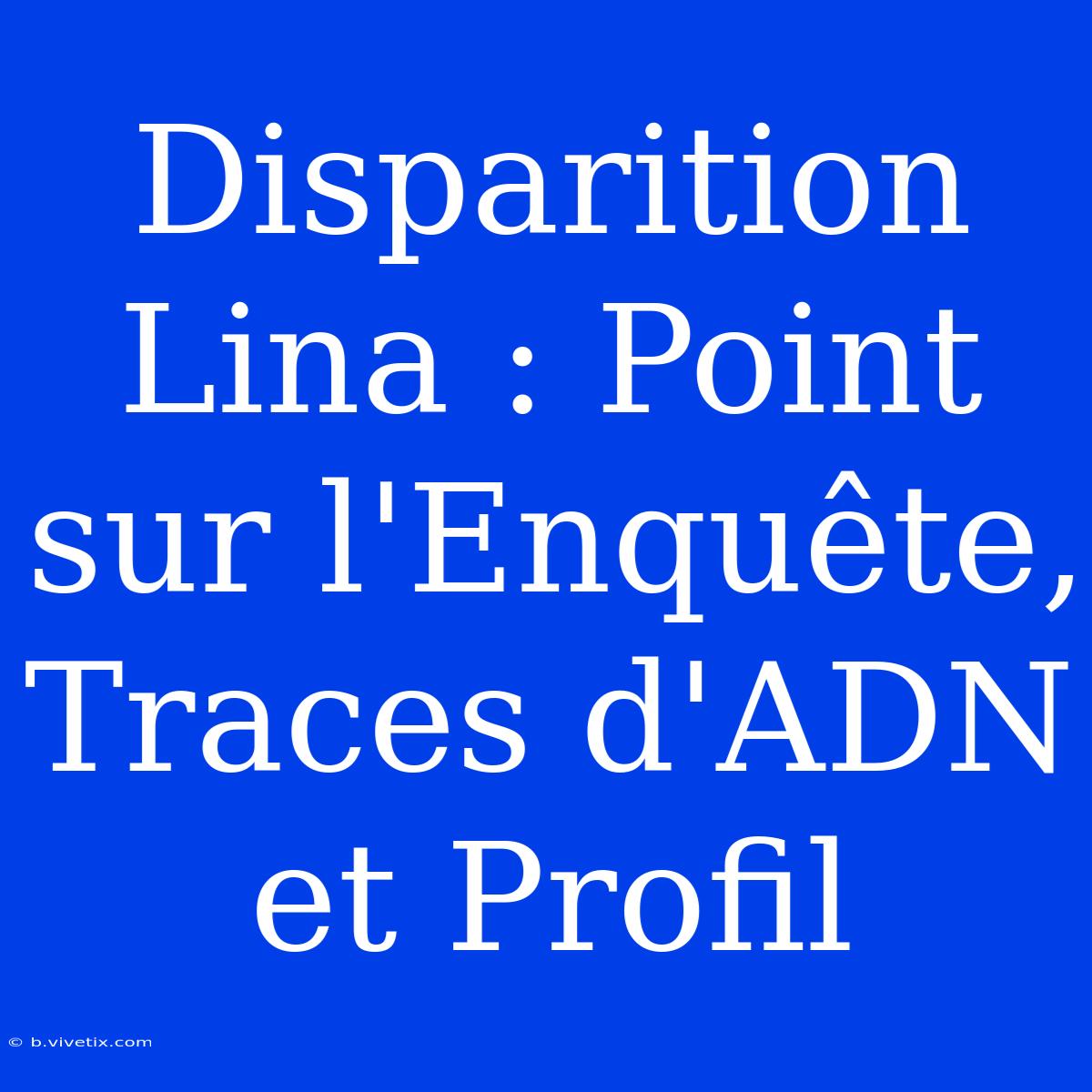 Disparition Lina : Point Sur L'Enquête, Traces D'ADN Et Profil