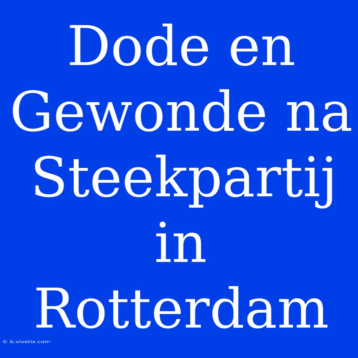 Dode En Gewonde Na Steekpartij In Rotterdam