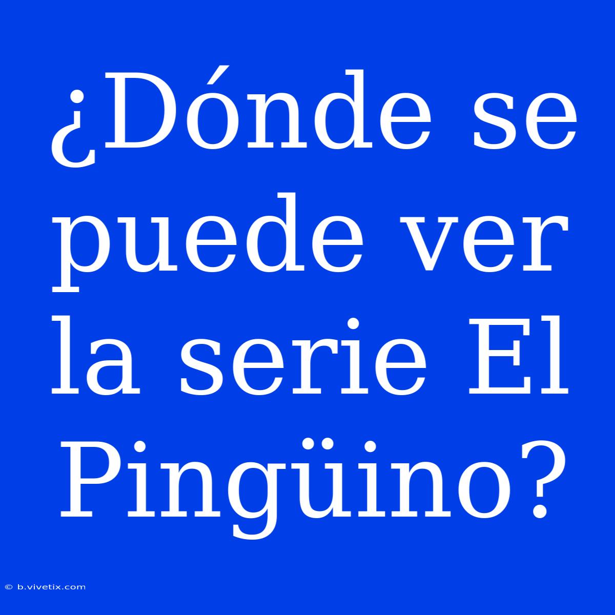 ¿Dónde Se Puede Ver La Serie El Pingüino?