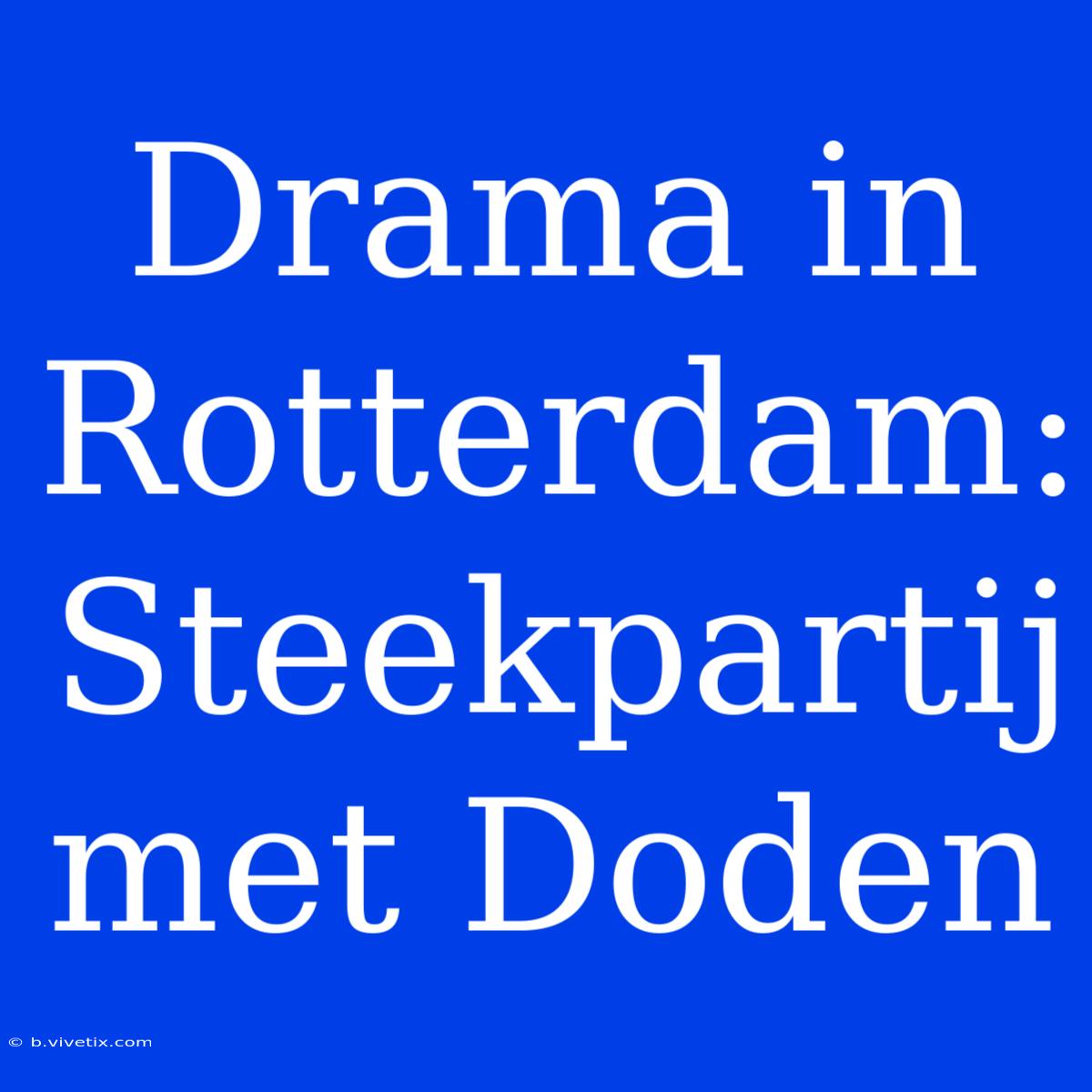 Drama In Rotterdam: Steekpartij Met Doden