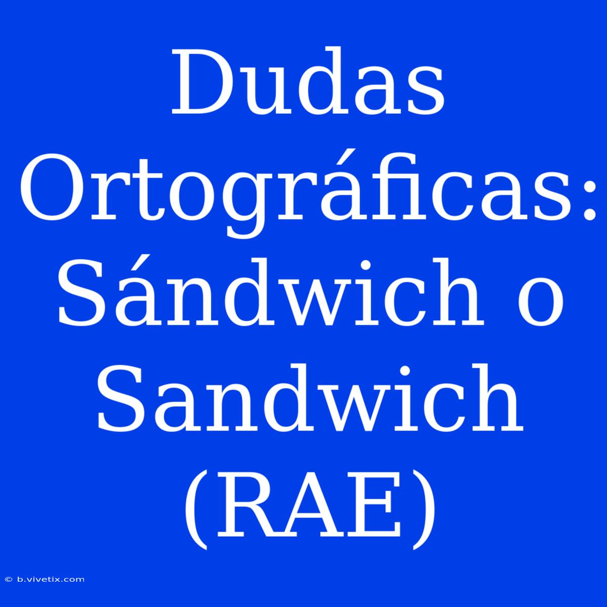 Dudas Ortográficas: Sándwich O Sandwich (RAE)