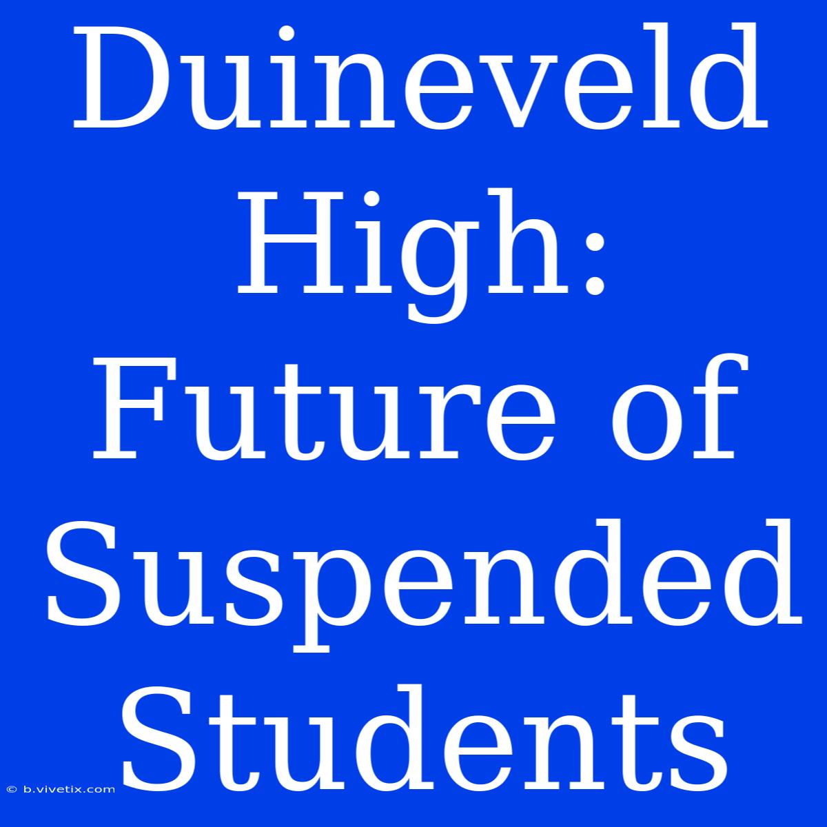 Duineveld High:  Future Of Suspended Students  