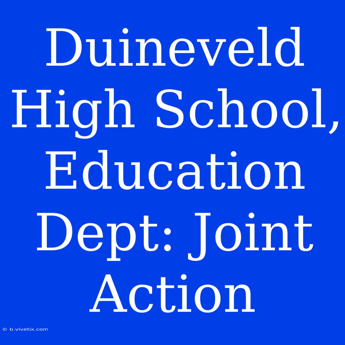 Duineveld High School, Education Dept: Joint Action