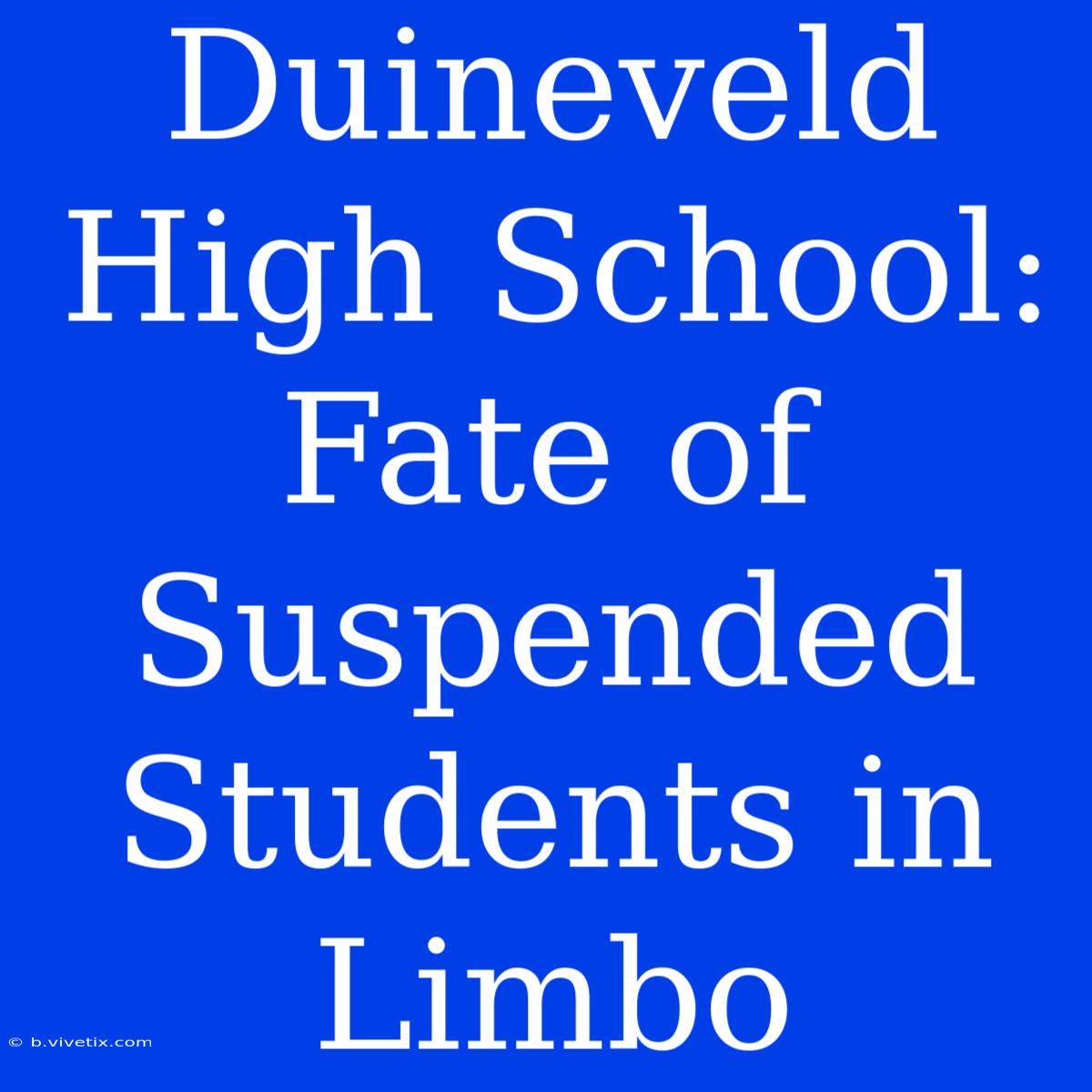 Duineveld High School: Fate Of Suspended Students In Limbo