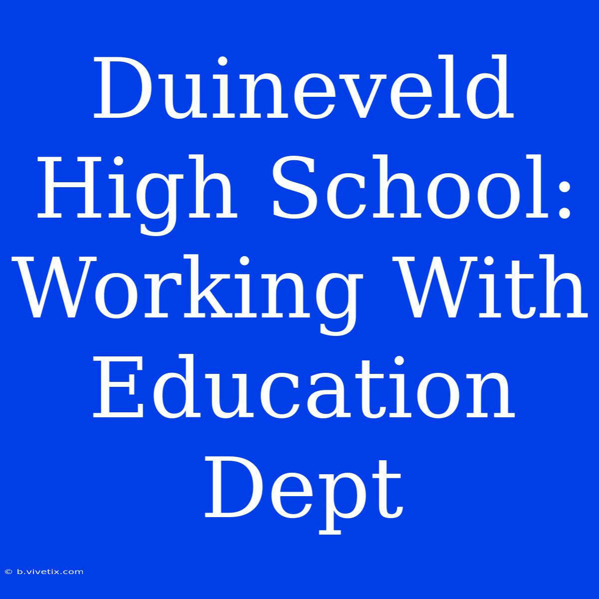 Duineveld High School: Working With Education Dept