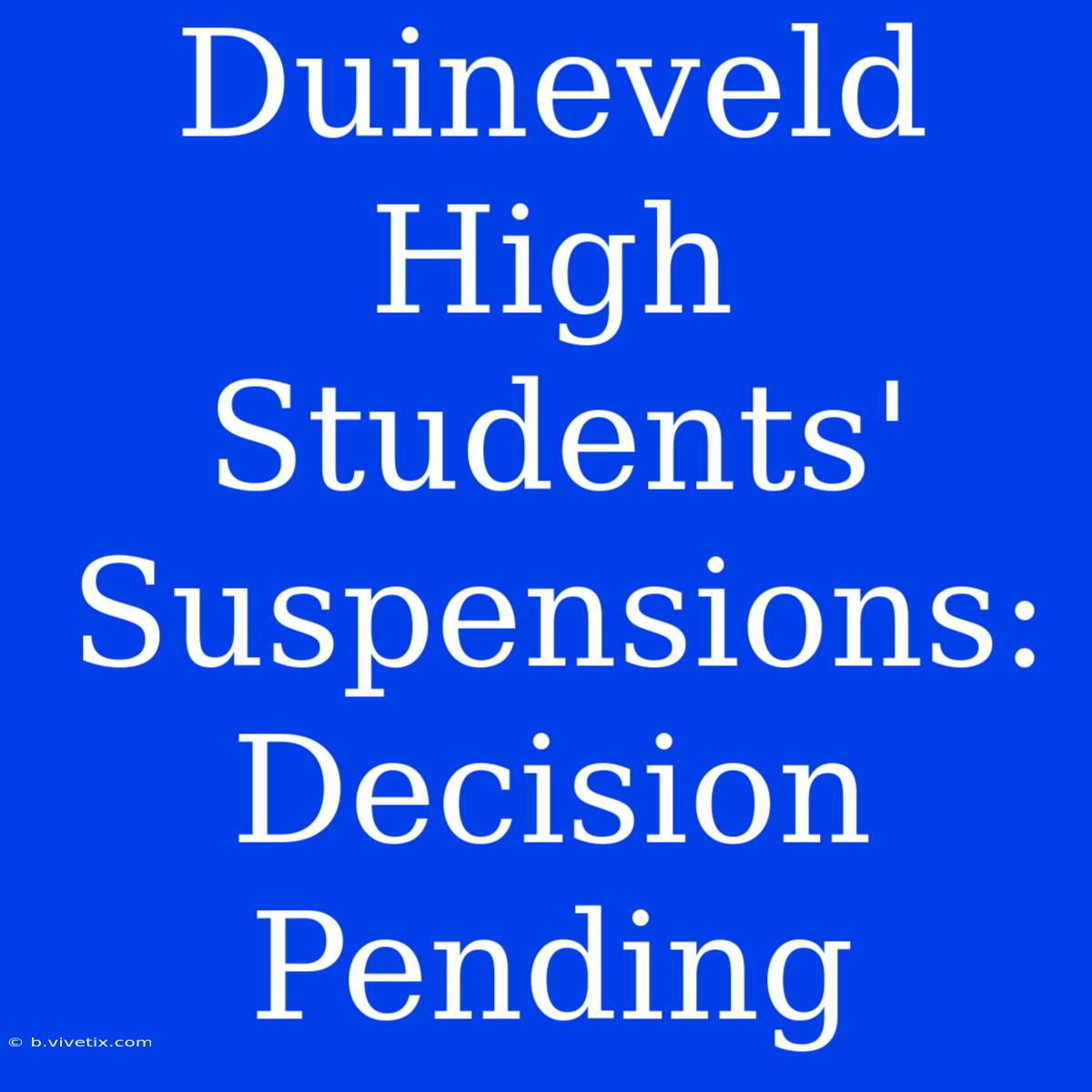 Duineveld High Students' Suspensions: Decision Pending