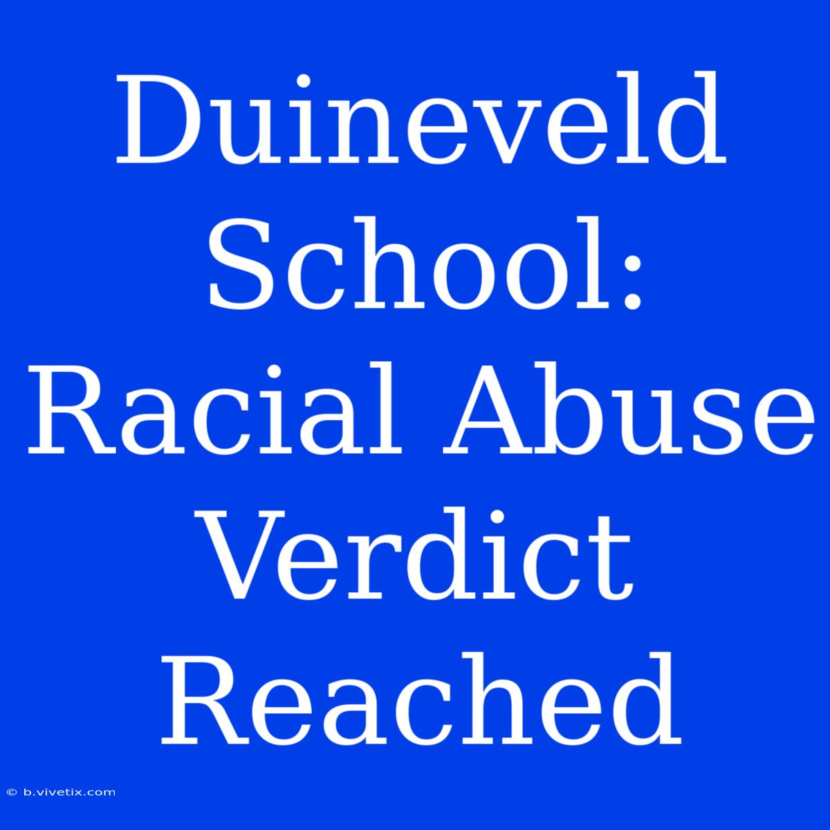 Duineveld School: Racial Abuse Verdict Reached