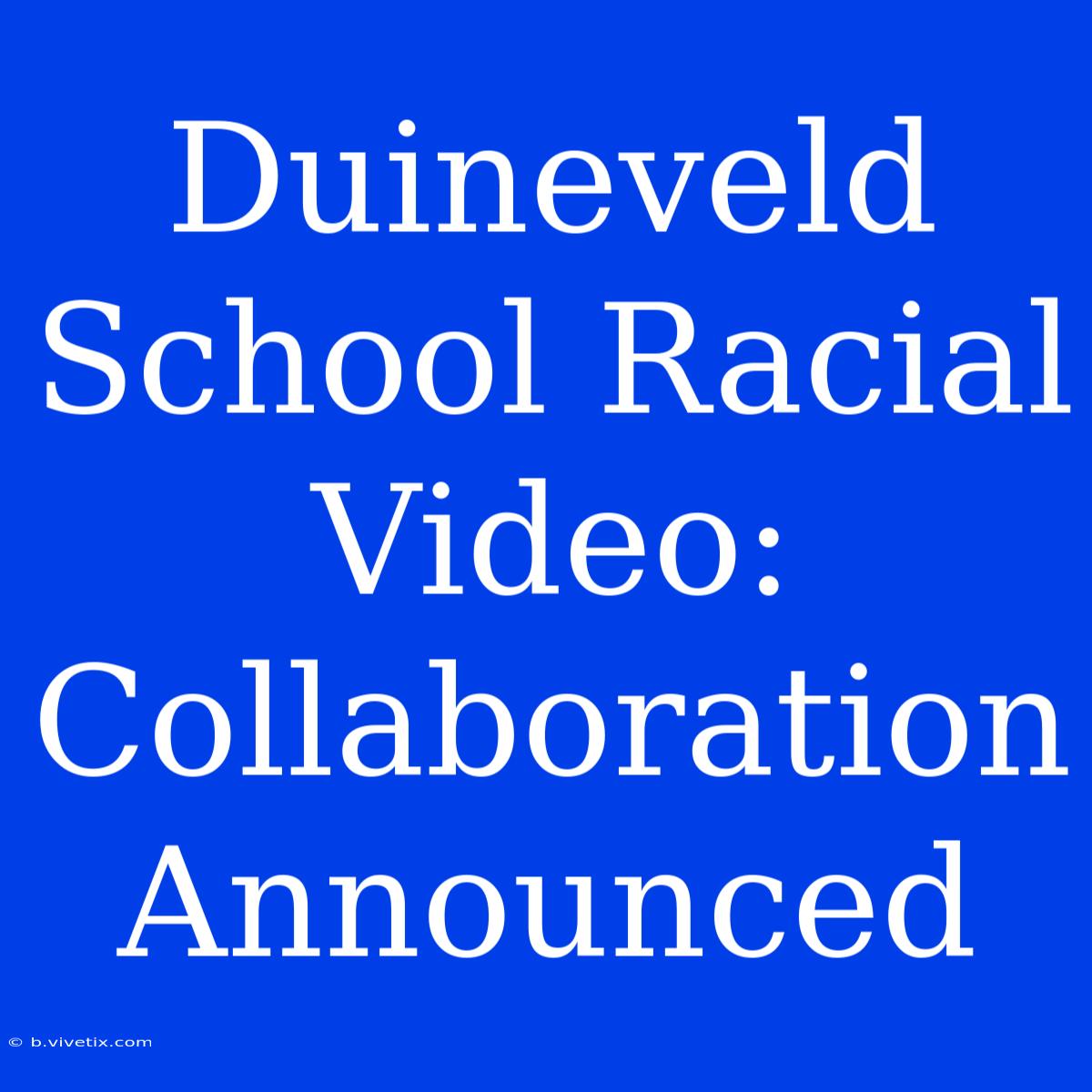 Duineveld School Racial Video: Collaboration Announced