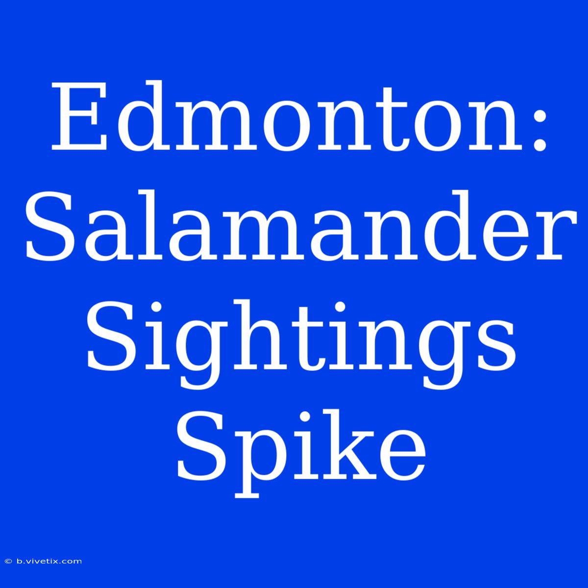 Edmonton: Salamander Sightings Spike 