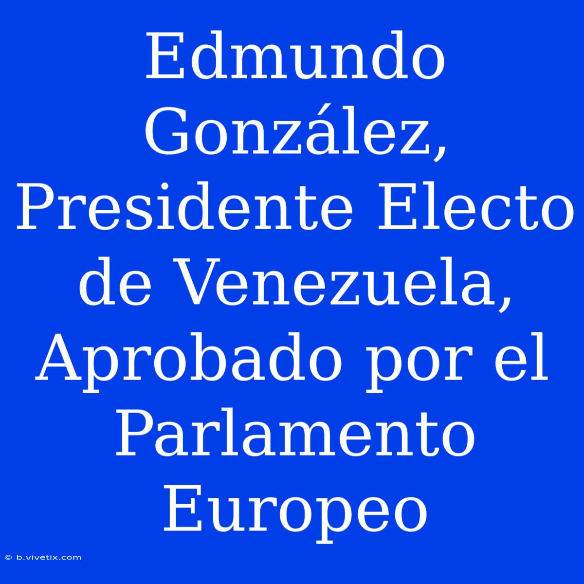 Edmundo González, Presidente Electo De Venezuela, Aprobado Por El Parlamento Europeo