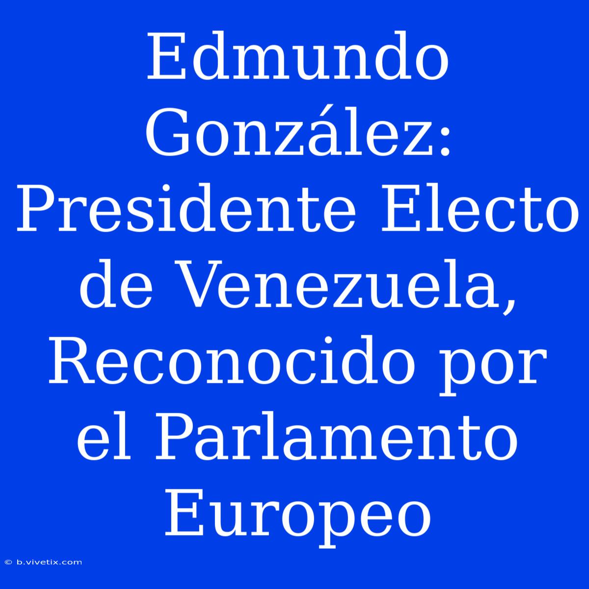 Edmundo González: Presidente Electo De Venezuela, Reconocido Por El Parlamento Europeo