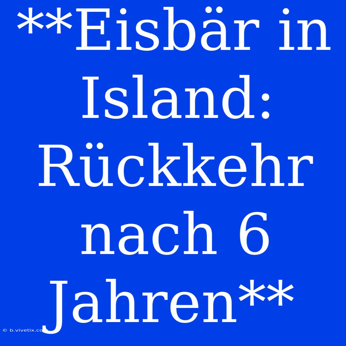 **Eisbär In Island: Rückkehr Nach 6 Jahren**