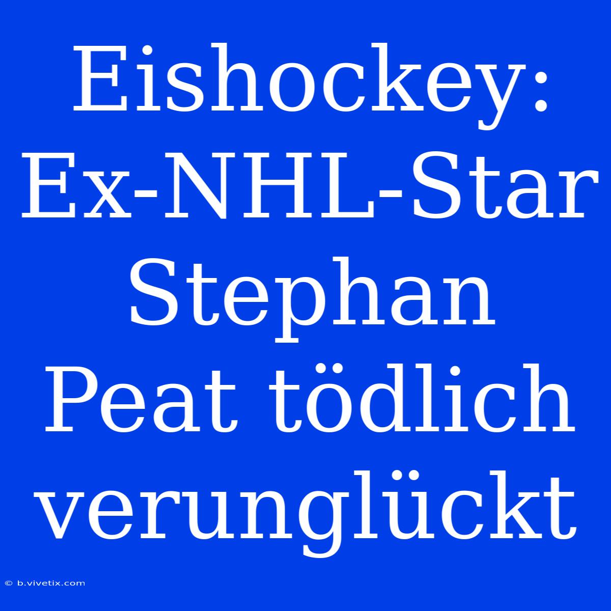 Eishockey: Ex-NHL-Star Stephan Peat Tödlich Verunglückt