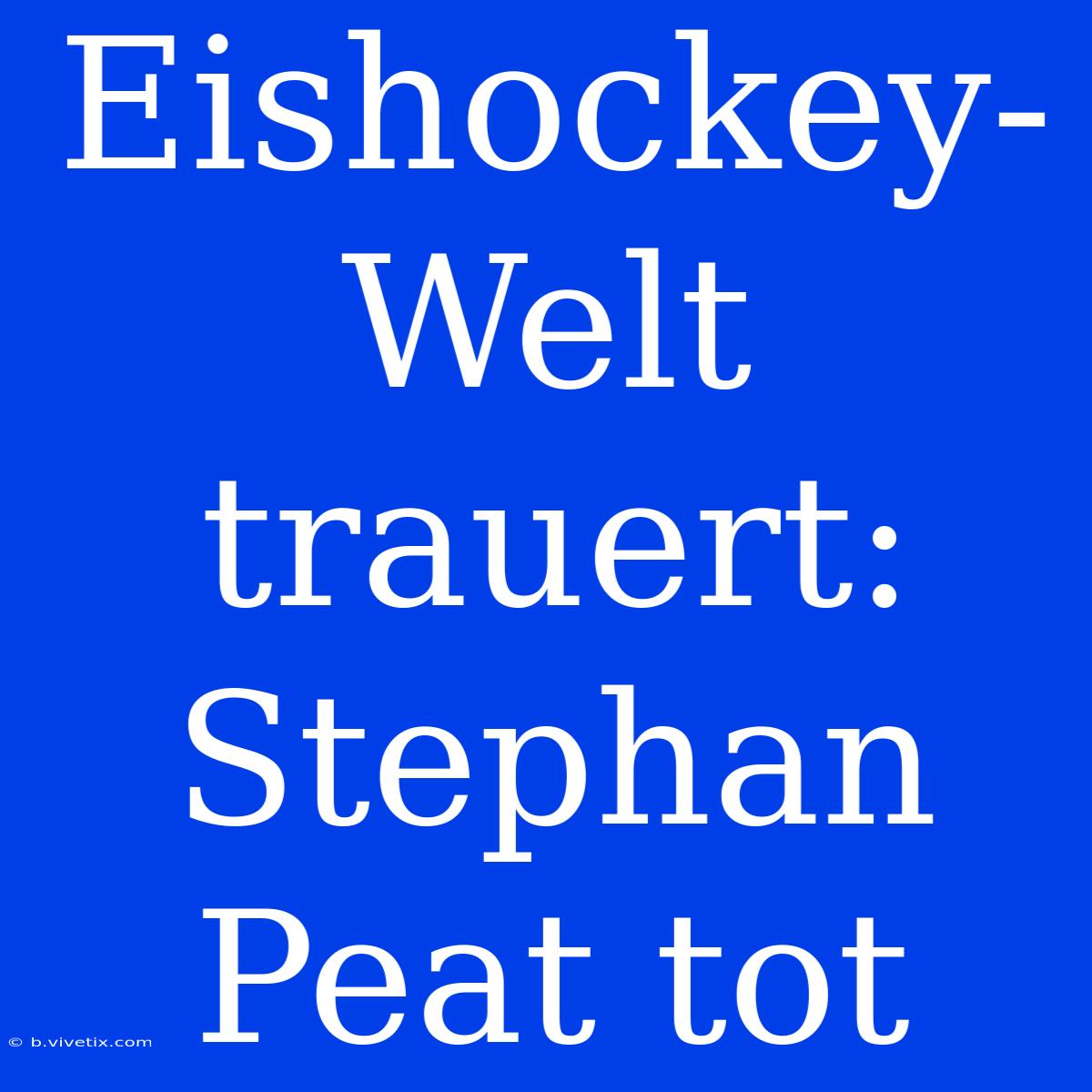 Eishockey-Welt Trauert: Stephan Peat Tot