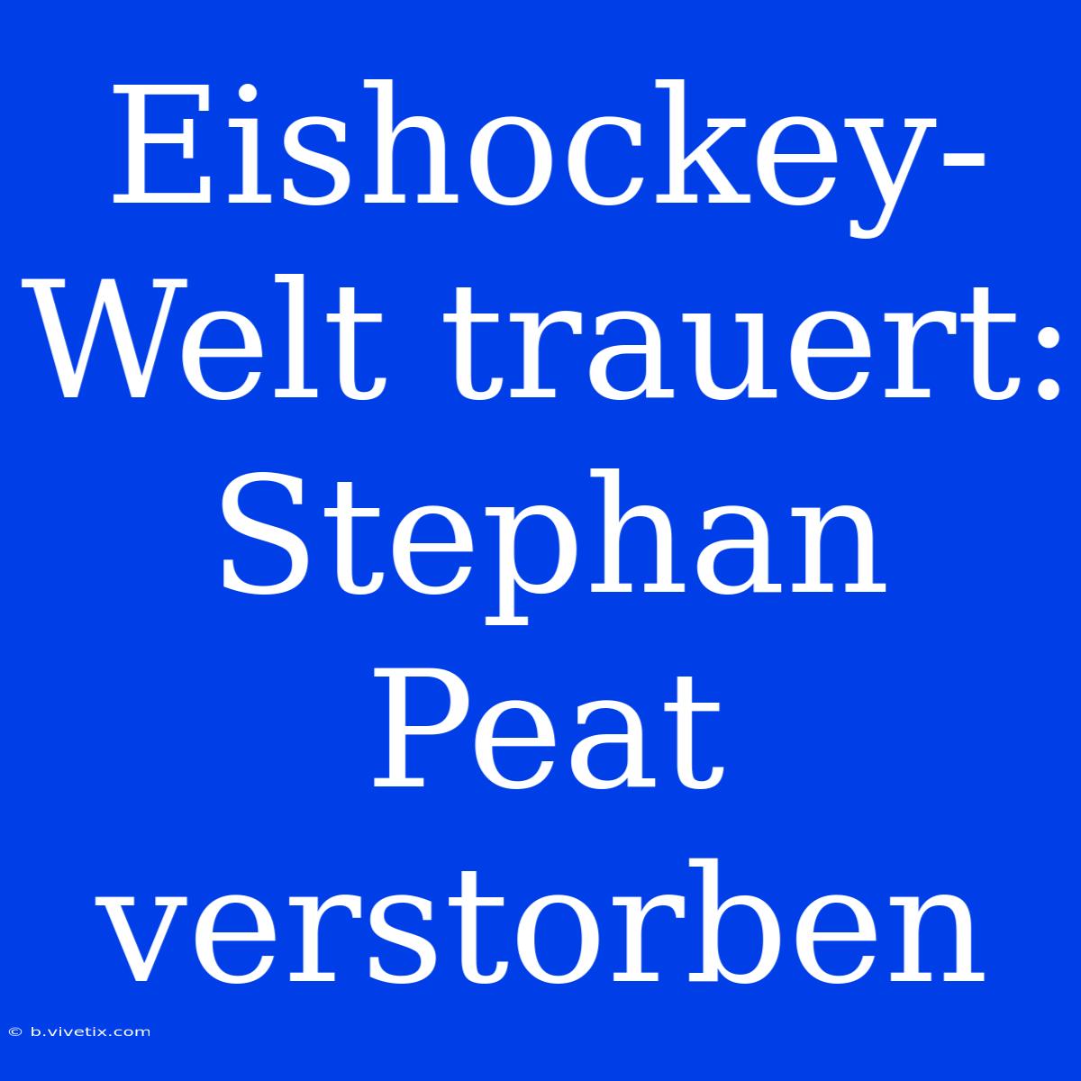 Eishockey-Welt Trauert: Stephan Peat Verstorben