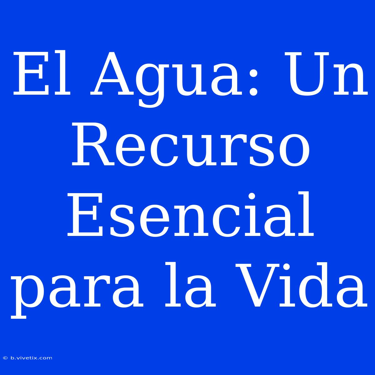 El Agua: Un Recurso Esencial Para La Vida