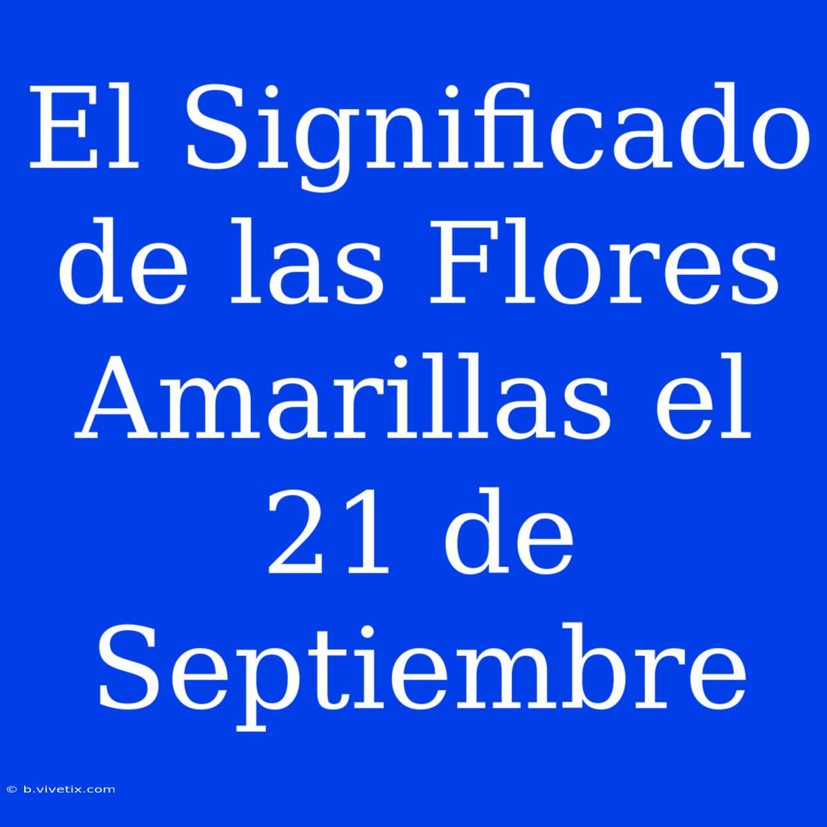 El Significado De Las Flores Amarillas El 21 De Septiembre