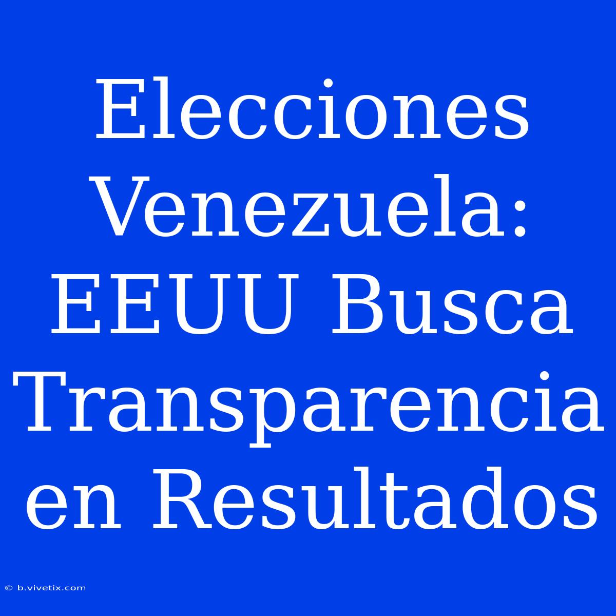 Elecciones Venezuela: EEUU Busca Transparencia En Resultados