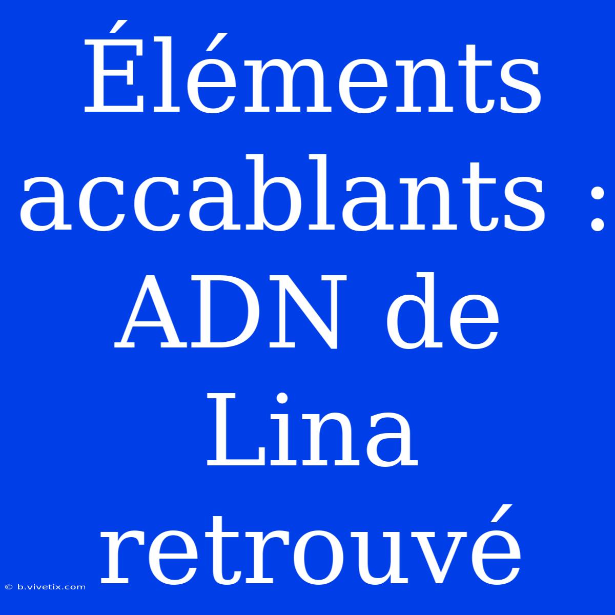 Éléments Accablants : ADN De Lina Retrouvé