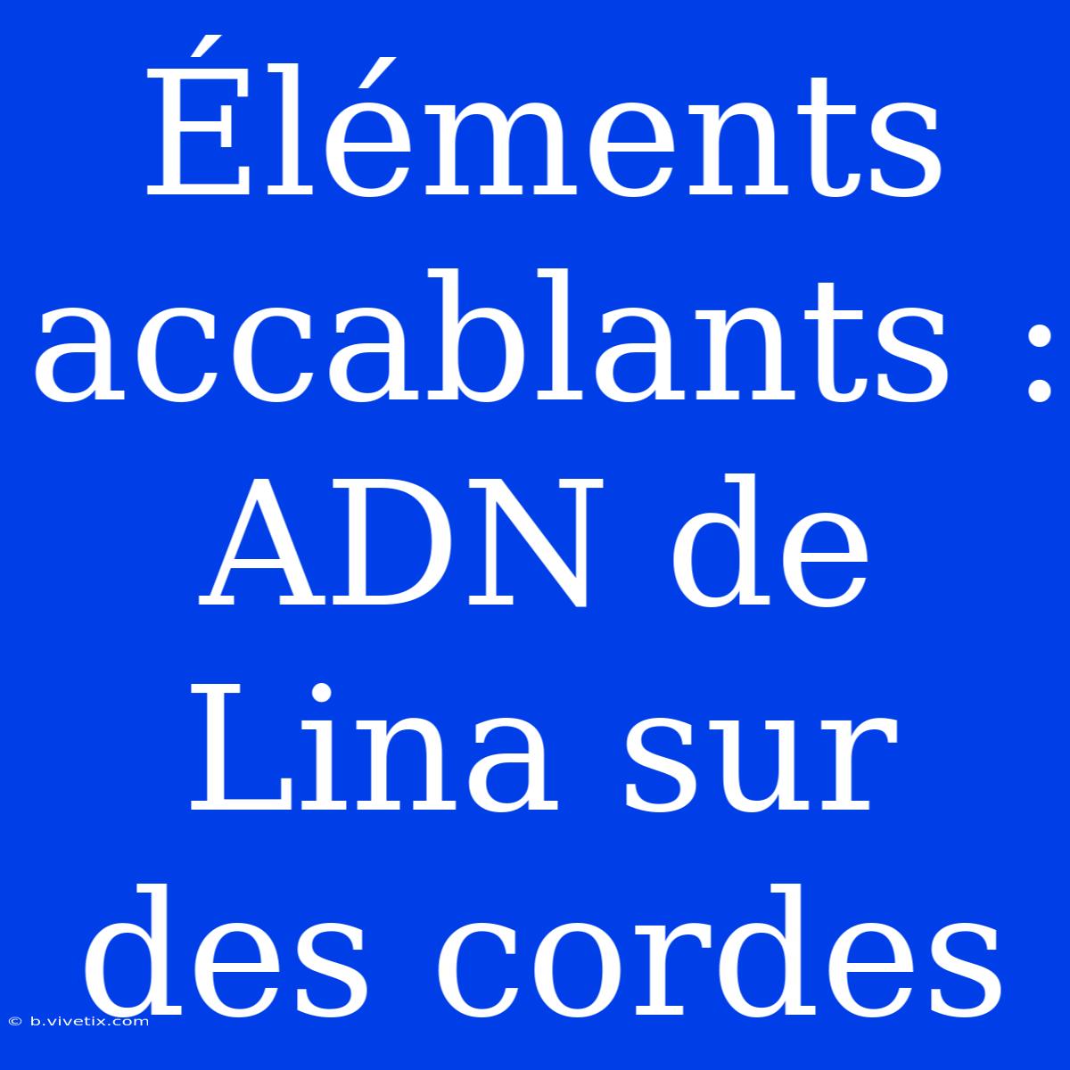 Éléments Accablants : ADN De Lina Sur Des Cordes 