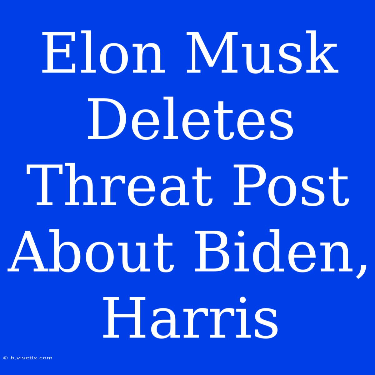 Elon Musk Deletes Threat Post About Biden, Harris