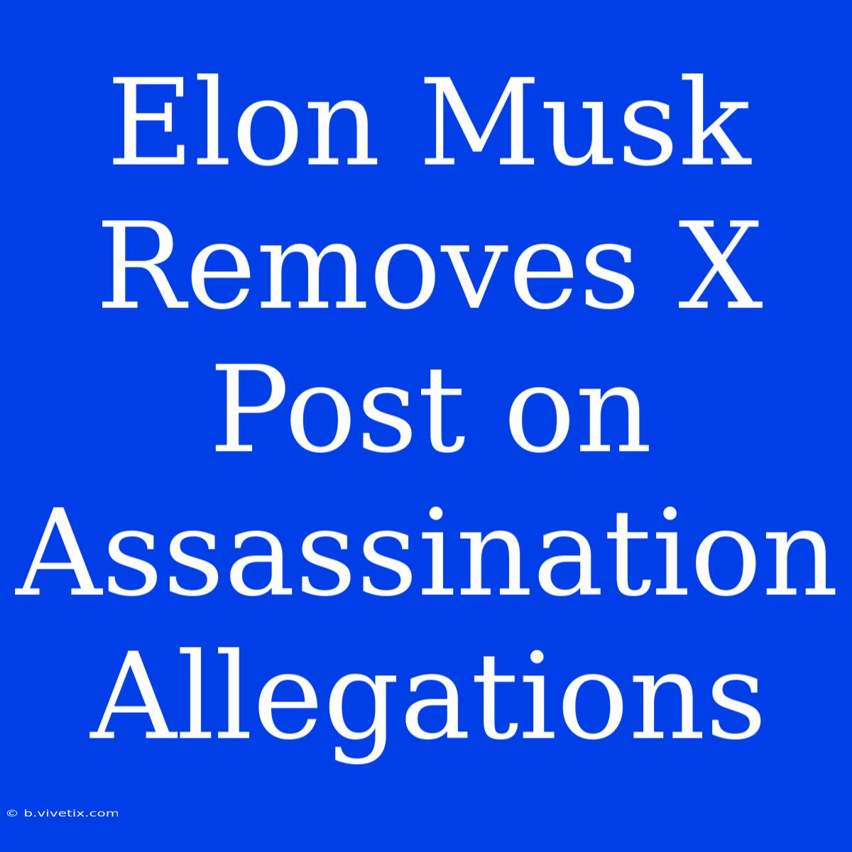 Elon Musk Removes X Post On Assassination Allegations