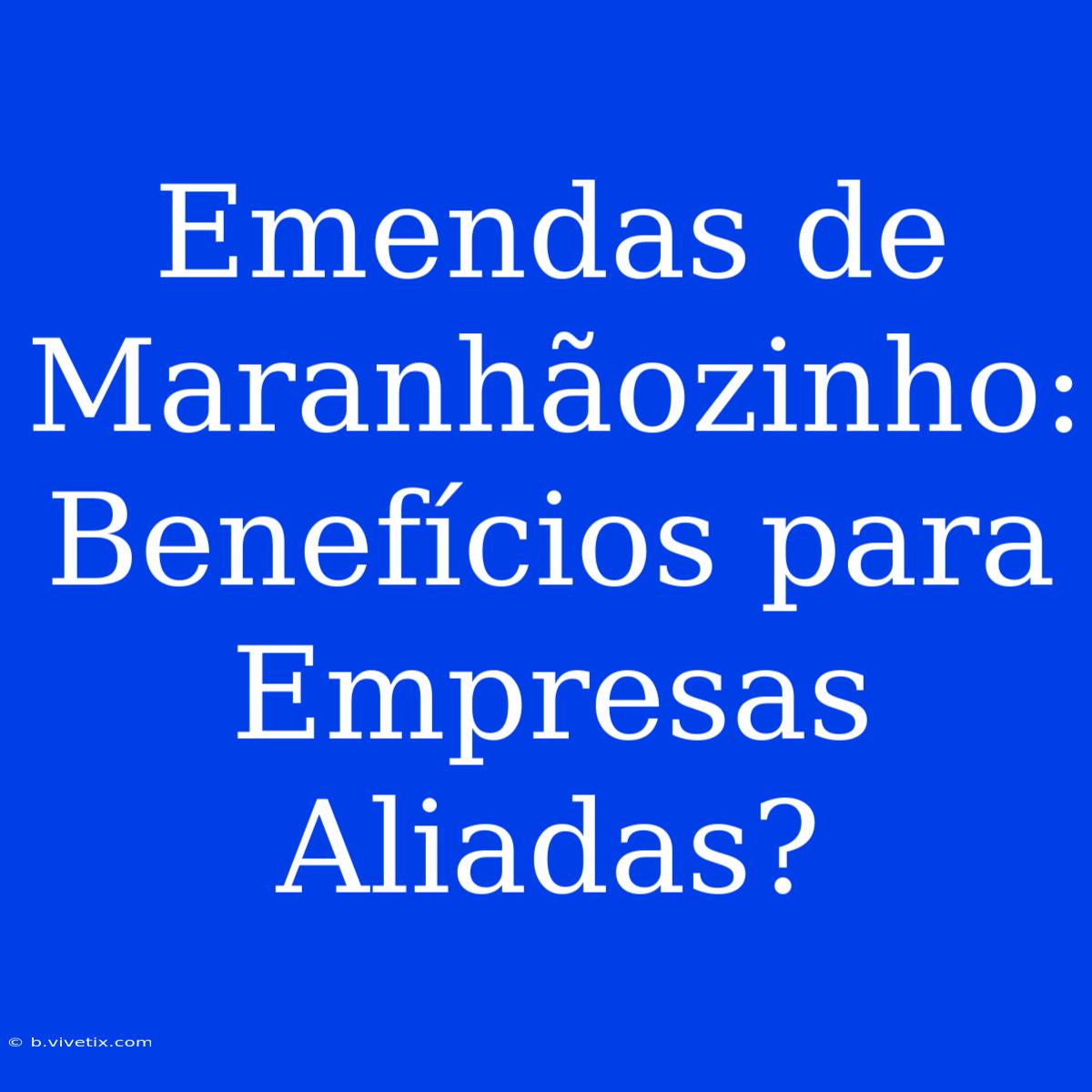 Emendas De Maranhãozinho: Benefícios Para Empresas Aliadas?