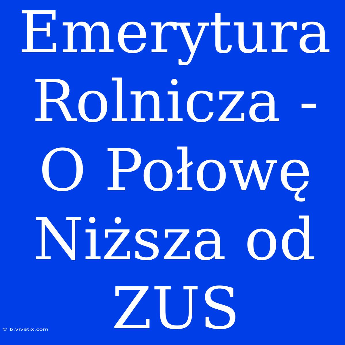 Emerytura Rolnicza - O Połowę Niższa Od ZUS