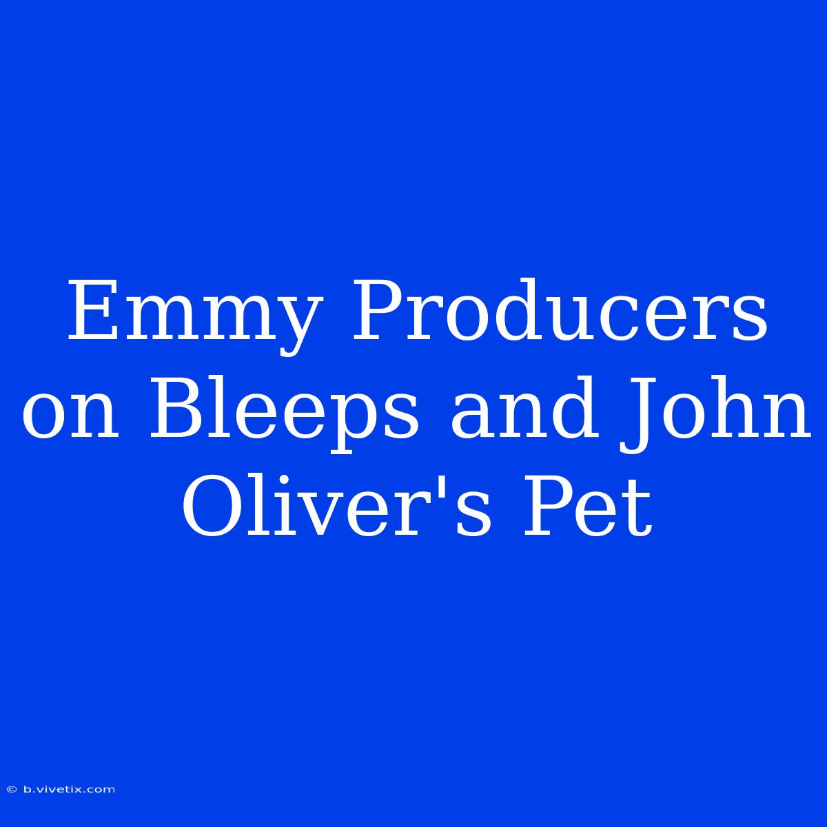 Emmy Producers On Bleeps And John Oliver's Pet