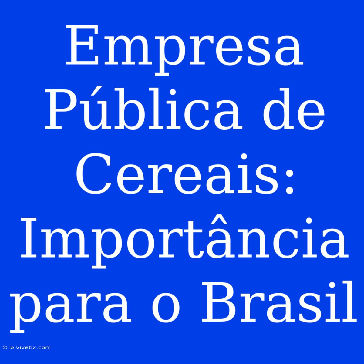 Empresa Pública De Cereais: Importância Para O Brasil