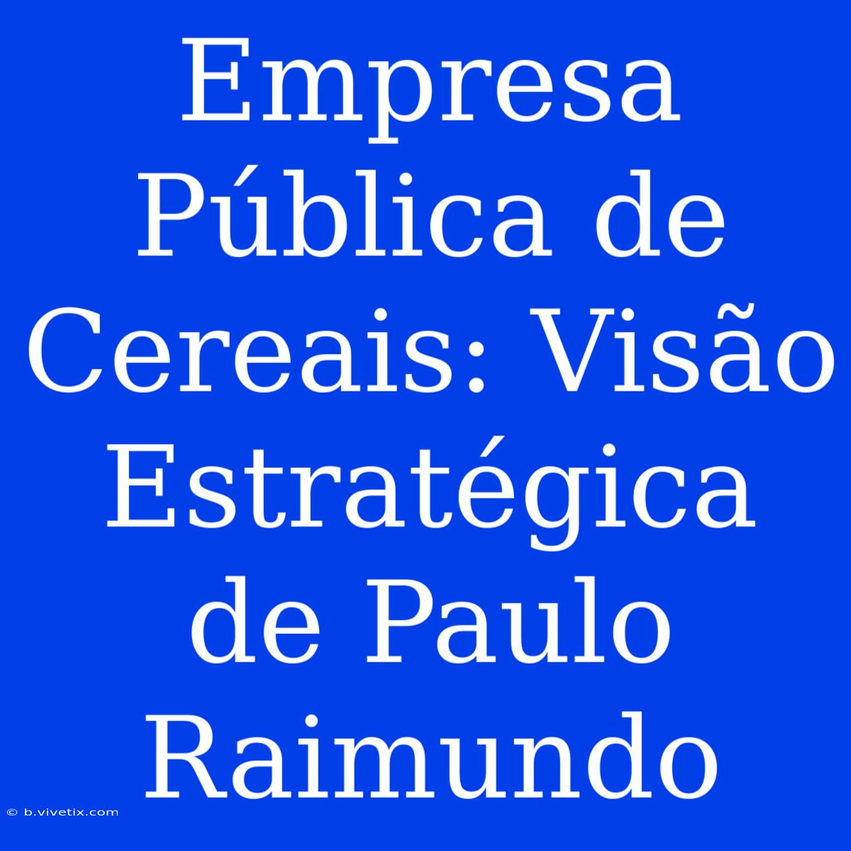 Empresa Pública De Cereais: Visão Estratégica De Paulo Raimundo