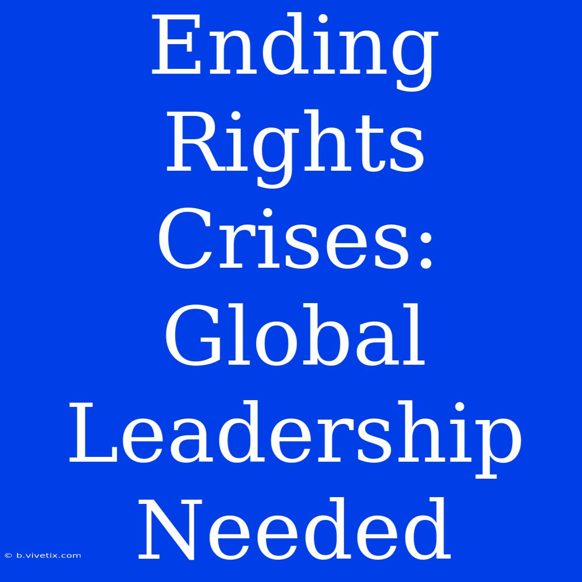 Ending Rights Crises:  Global Leadership Needed 