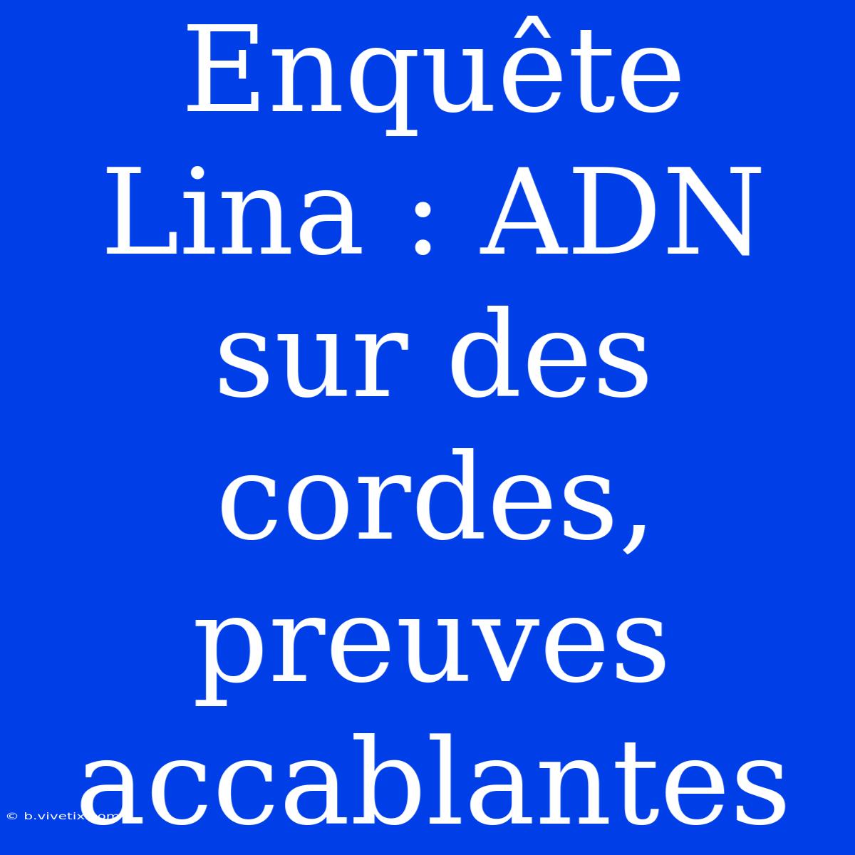 Enquête Lina : ADN Sur Des Cordes, Preuves Accablantes