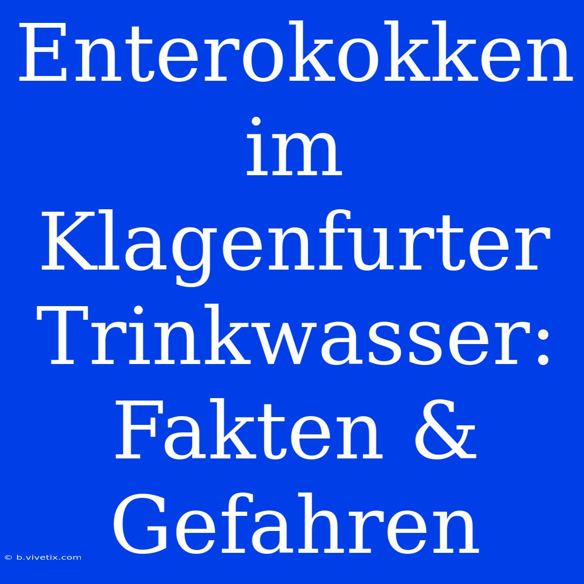 Enterokokken Im Klagenfurter Trinkwasser: Fakten & Gefahren