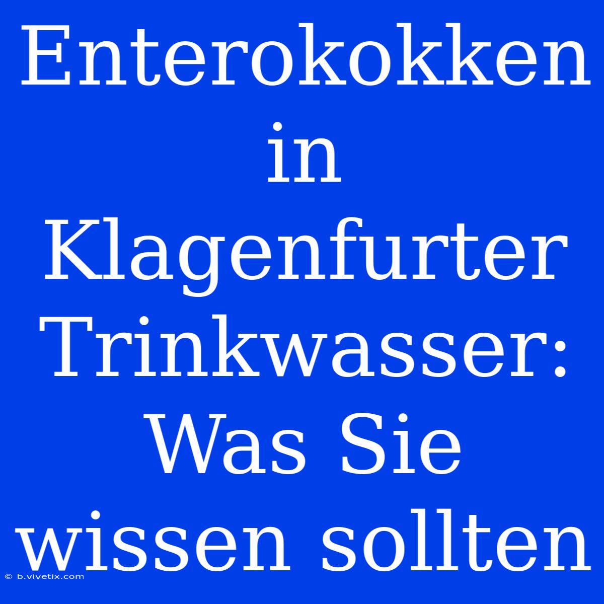 Enterokokken In Klagenfurter Trinkwasser: Was Sie Wissen Sollten