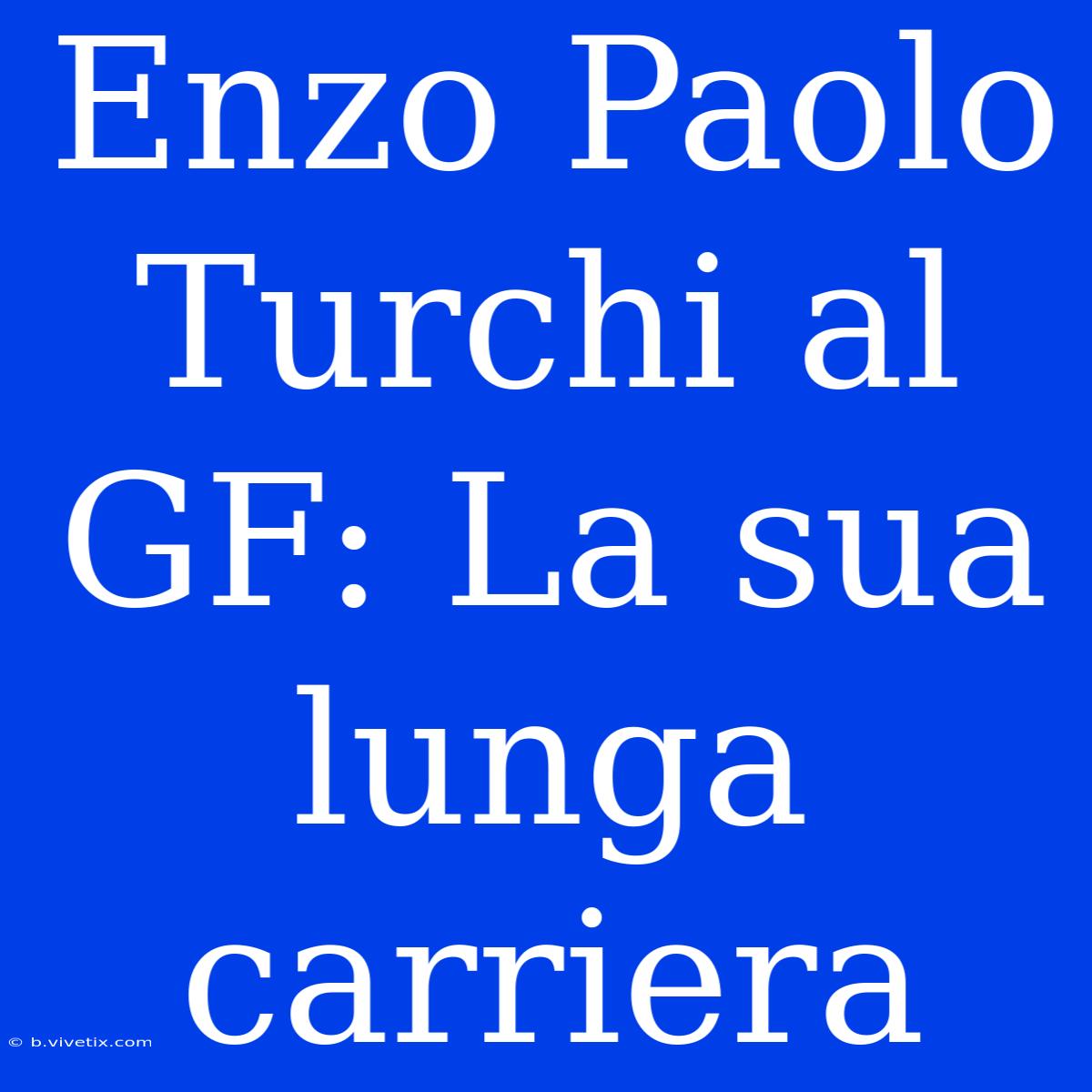 Enzo Paolo Turchi Al GF: La Sua Lunga Carriera