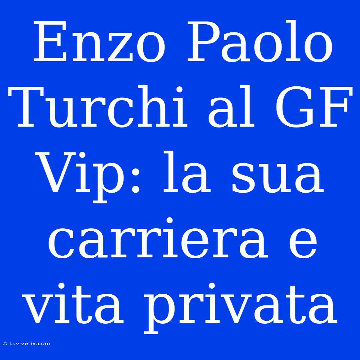 Enzo Paolo Turchi Al GF Vip: La Sua Carriera E Vita Privata