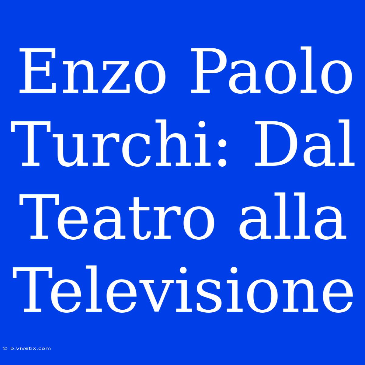 Enzo Paolo Turchi: Dal Teatro Alla Televisione