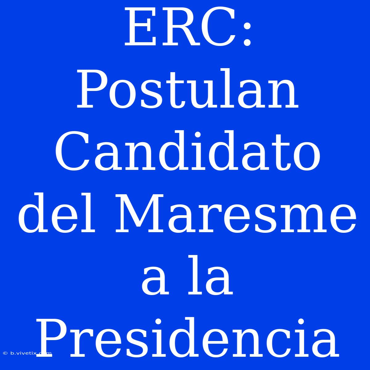 ERC: Postulan Candidato Del Maresme A La Presidencia