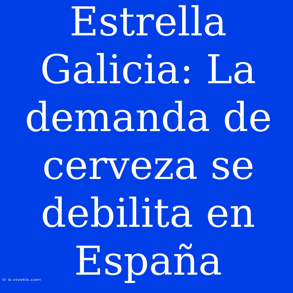 Estrella Galicia: La Demanda De Cerveza Se Debilita En España