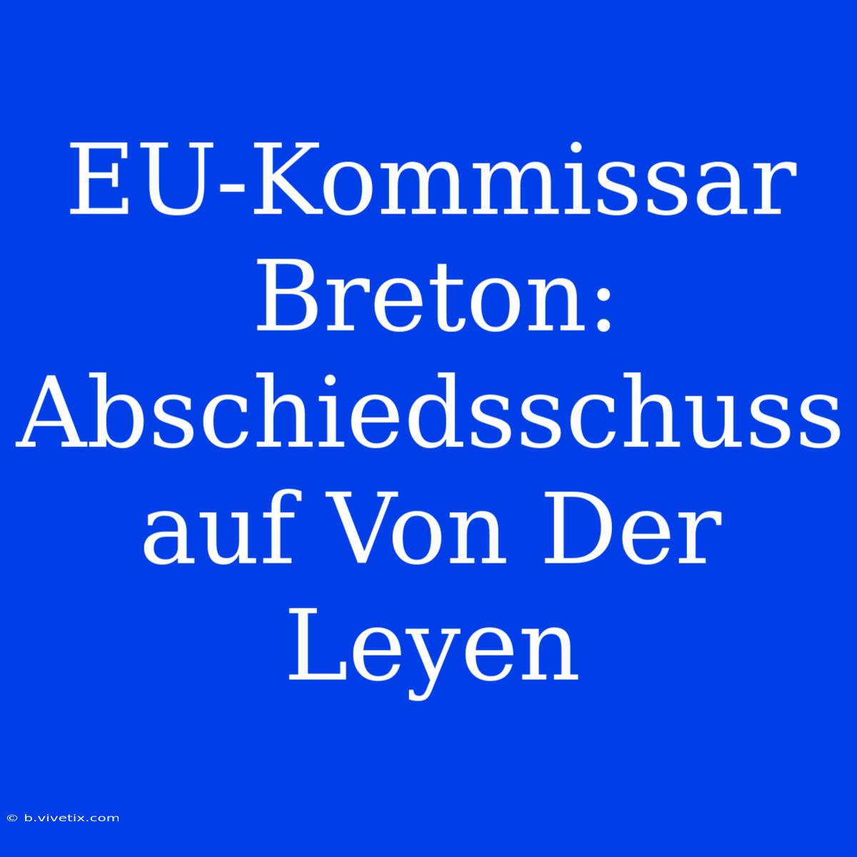 EU-Kommissar Breton: Abschiedsschuss Auf Von Der Leyen