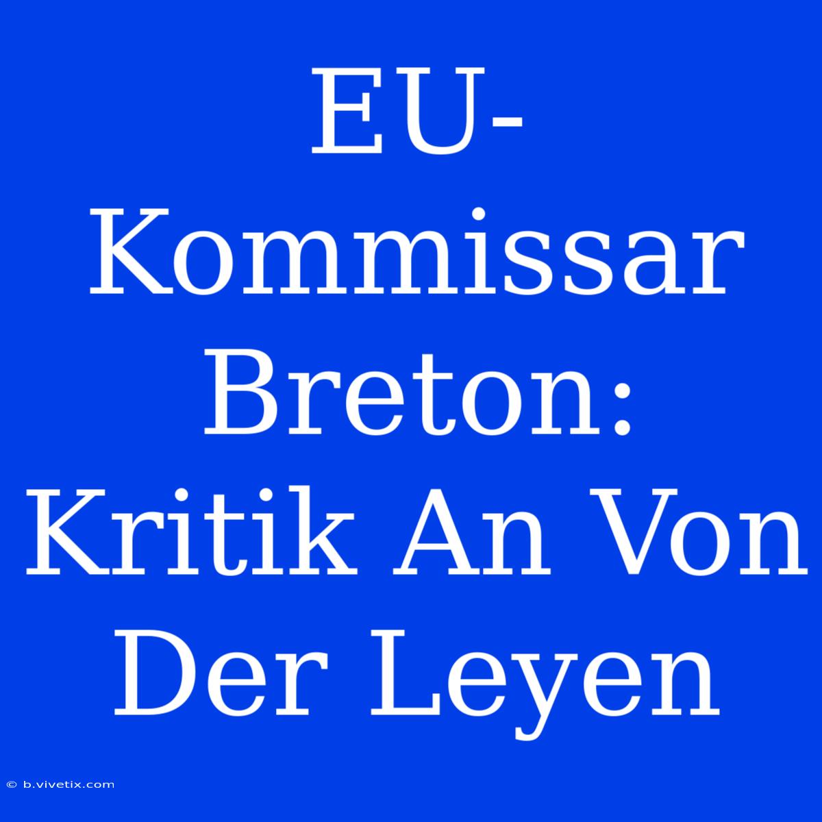 EU-Kommissar Breton: Kritik An Von Der Leyen