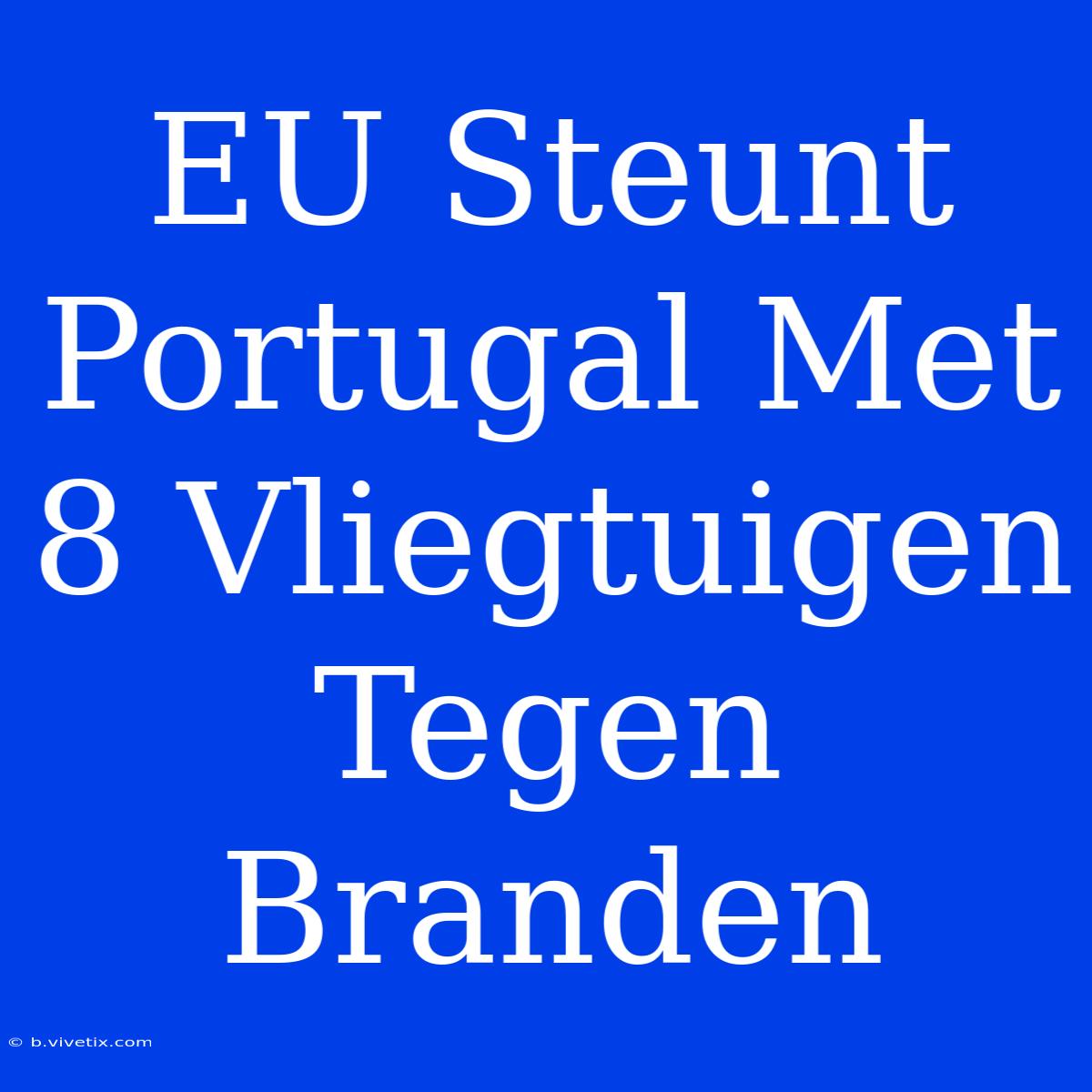 EU Steunt Portugal Met 8 Vliegtuigen Tegen Branden