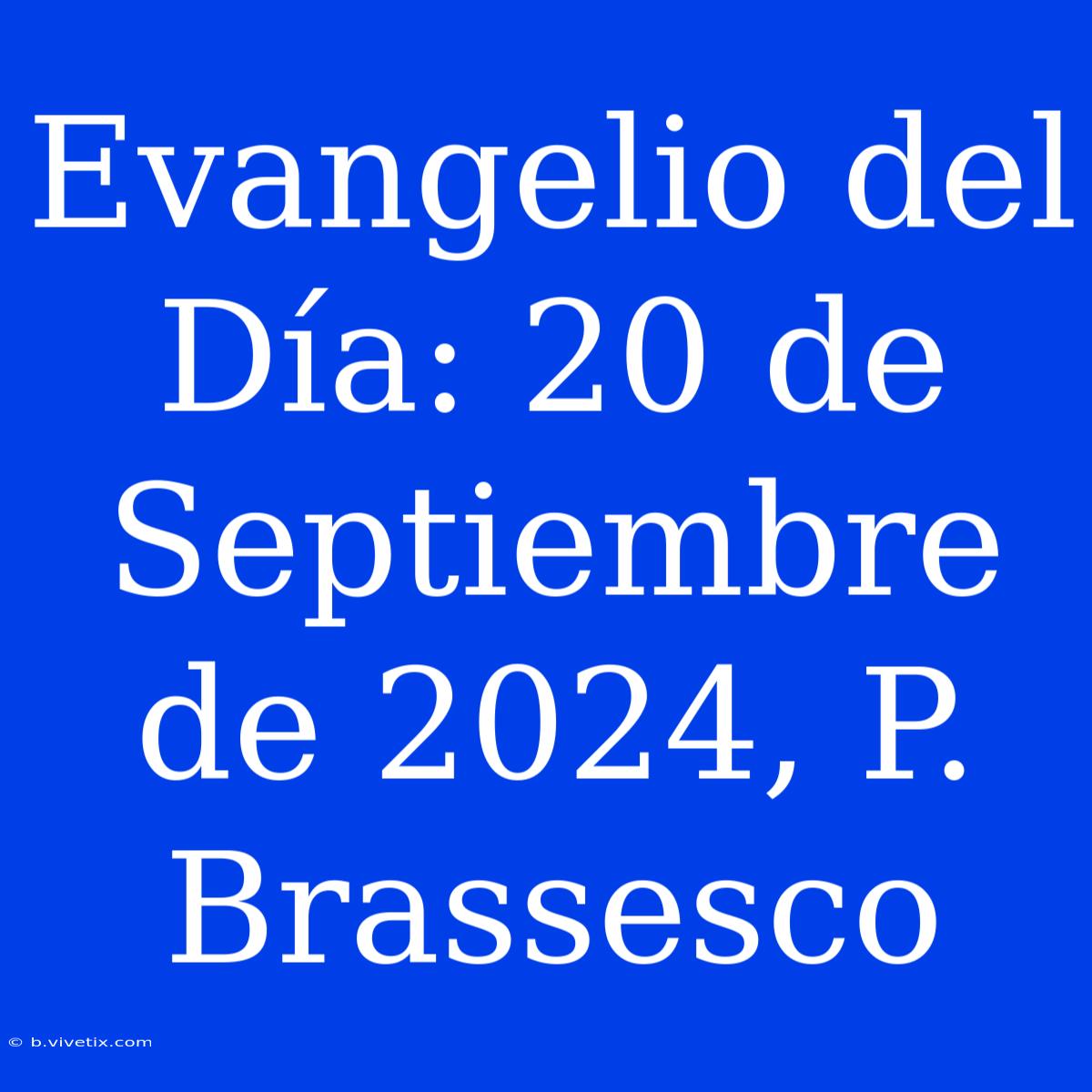 Evangelio Del Día: 20 De Septiembre De 2024, P. Brassesco